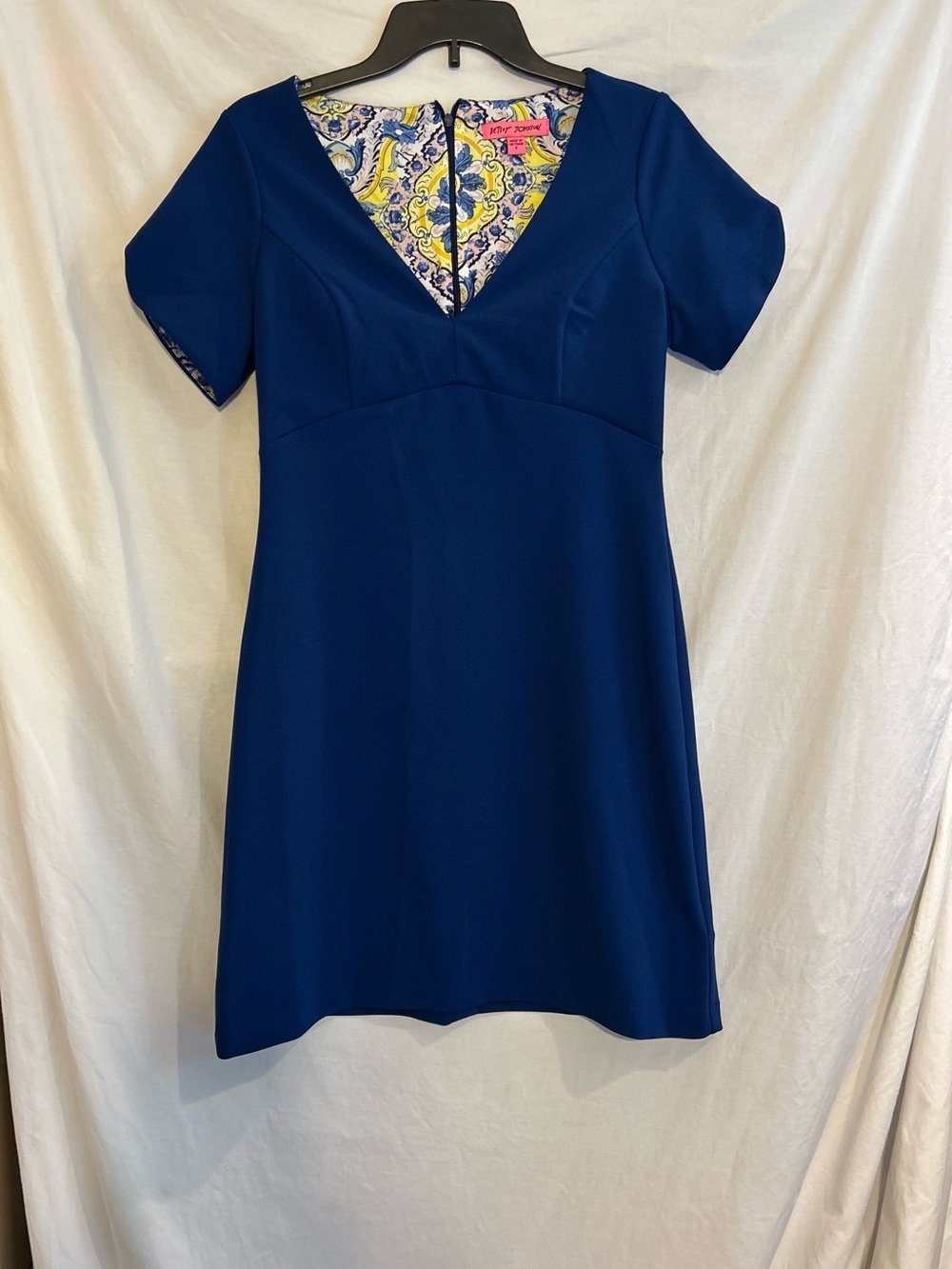 Betsey Johnson Womens 4 Royal Blue Short Sleeve Sheath Dress Business Party